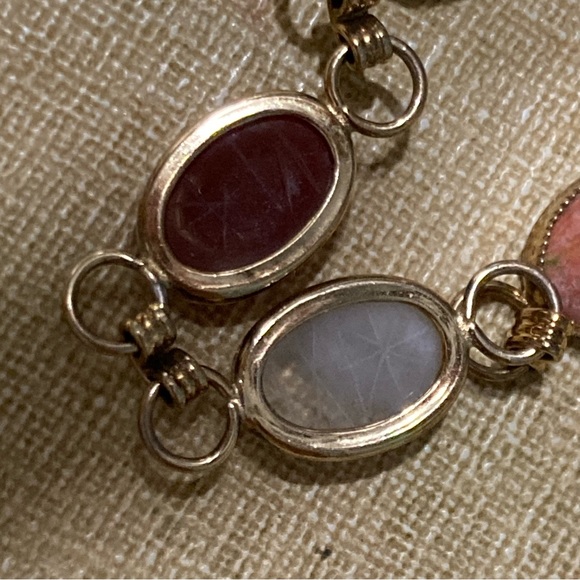 B.A. Ballou Vintage 1950's Vermeil 6 Oval Hardstone Scarab Link Bracelet 7" - Picture 5 of 14